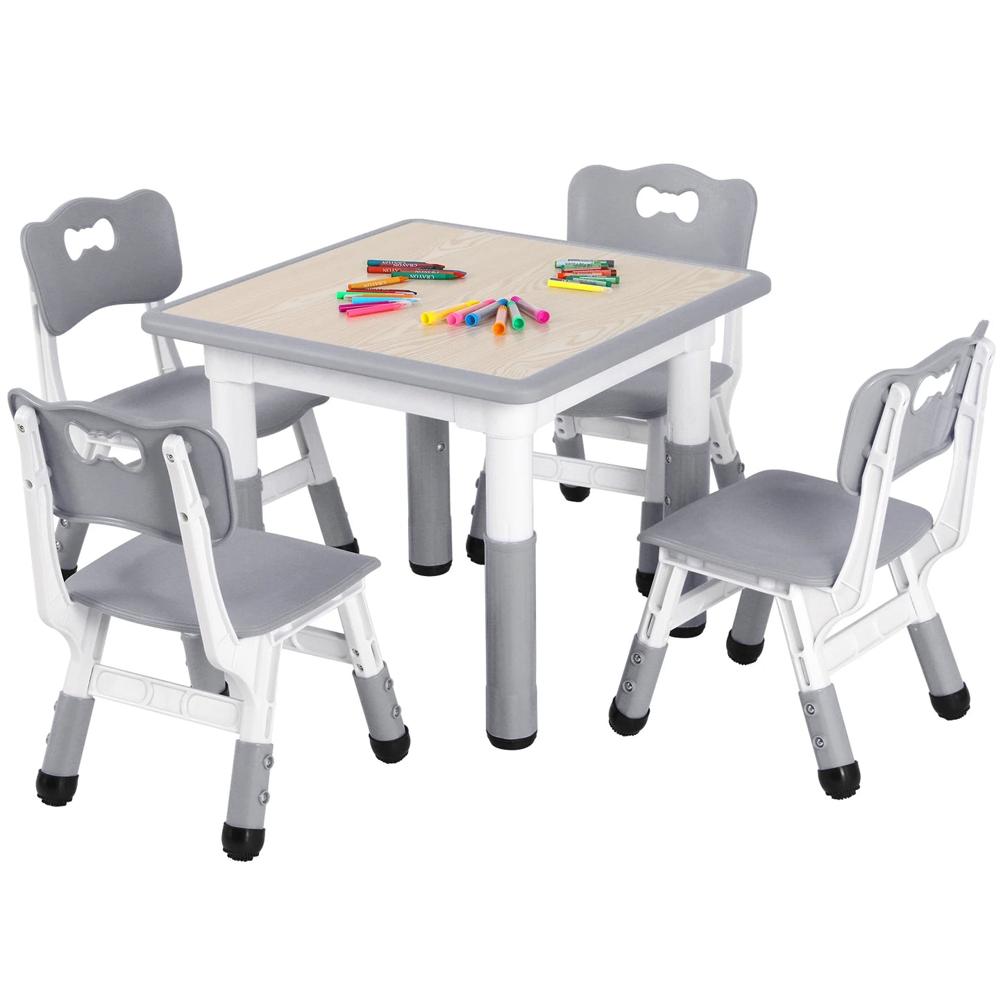 Height Adjustable Toddler Study Table and Chairs Set