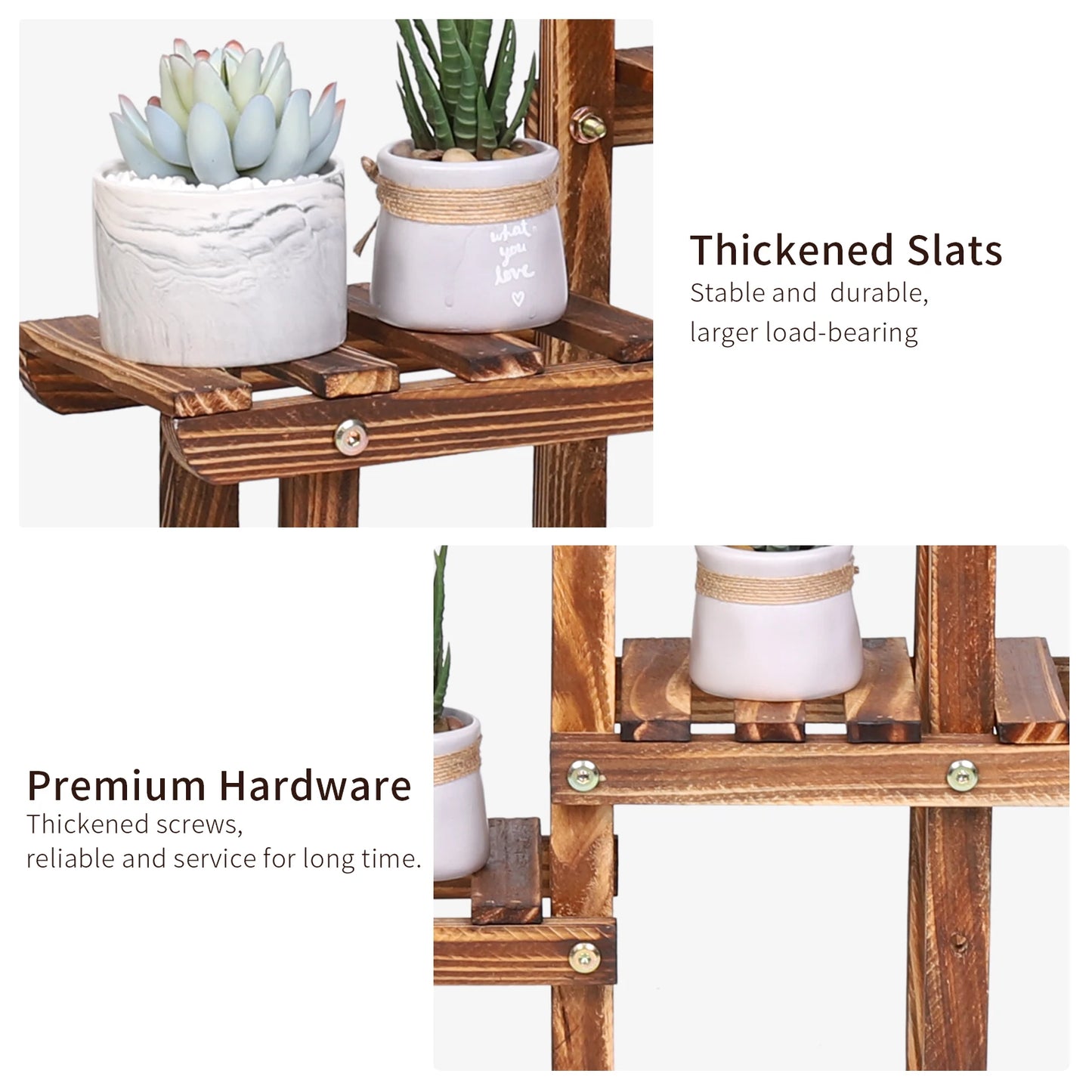Carbonized Wood Plant Stand Multi Tier Succulent Rack