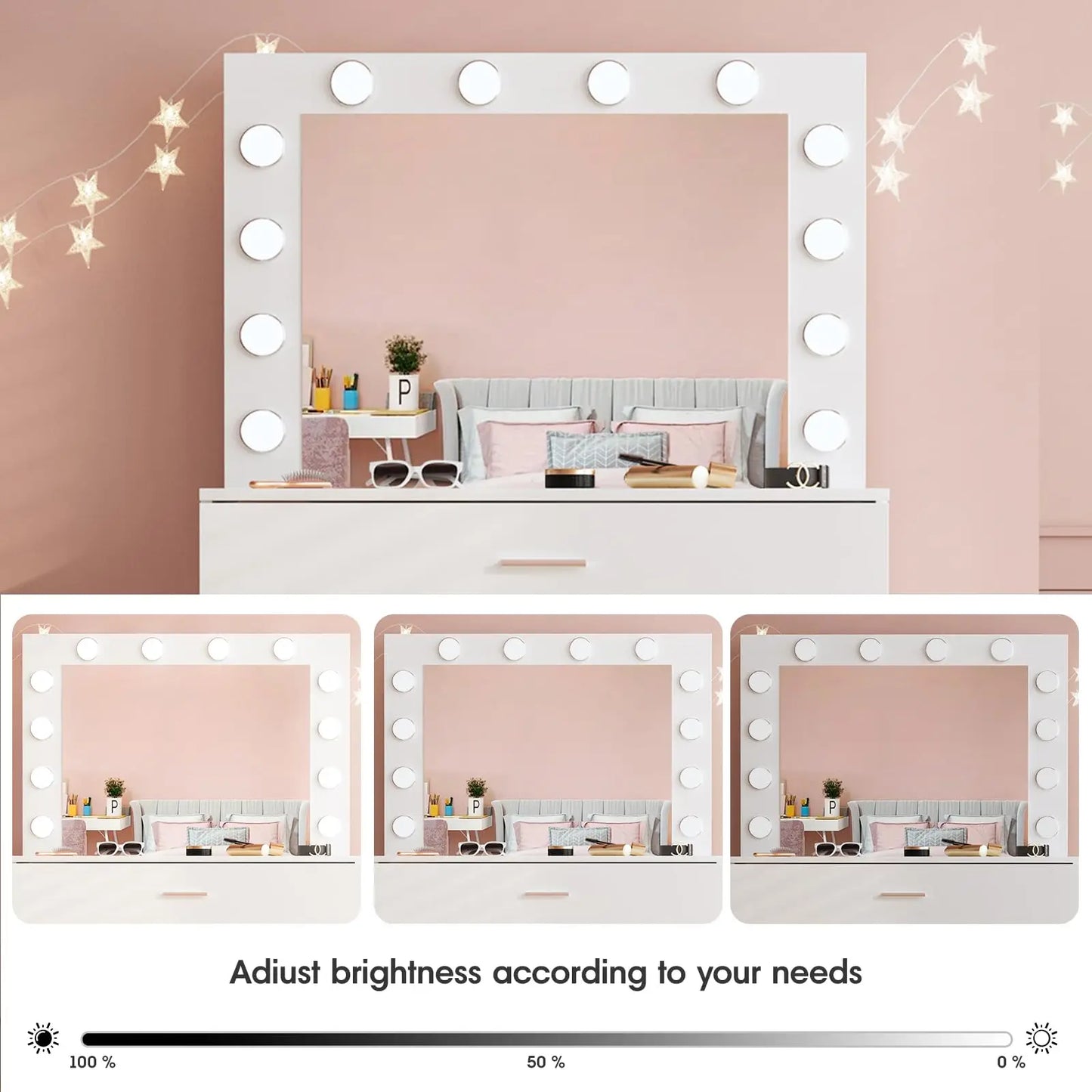 Teen Make-Up Vanity Desk with Lights Mirror Set