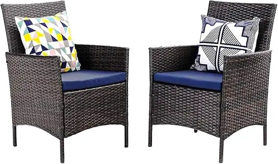 Patio Wicker Modern PE Rattan Armchair with Removable Cushions