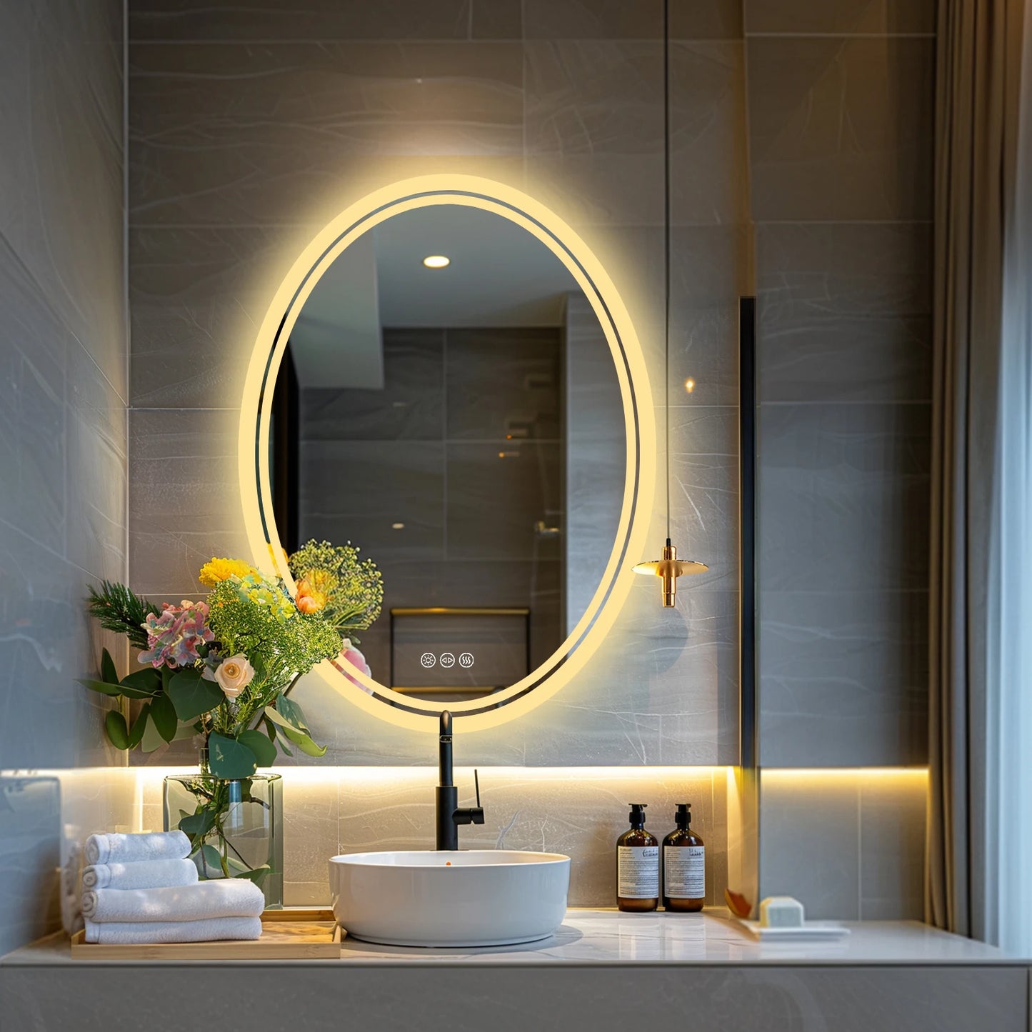 Backlit Round Vanity Mirror with Dimmable Lights