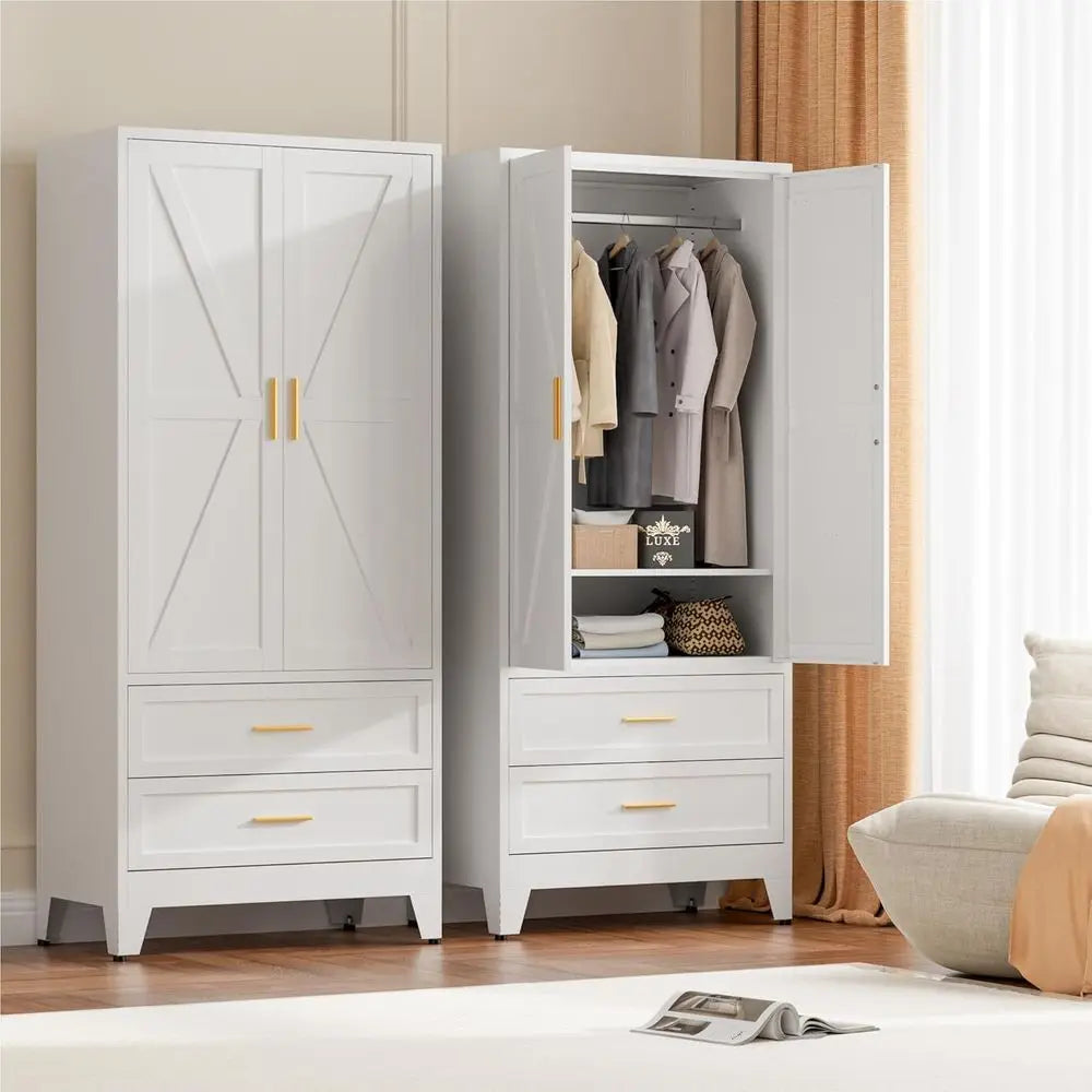 Wardrobe with Hanging Rod and Shelves