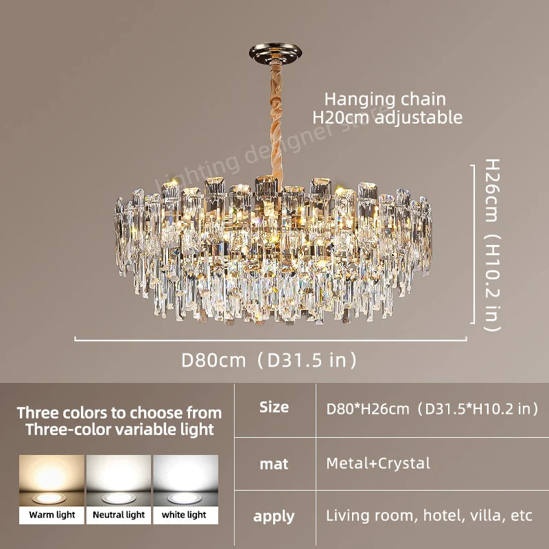 Modern Led Ceiling Hanging Crystal Chandelier