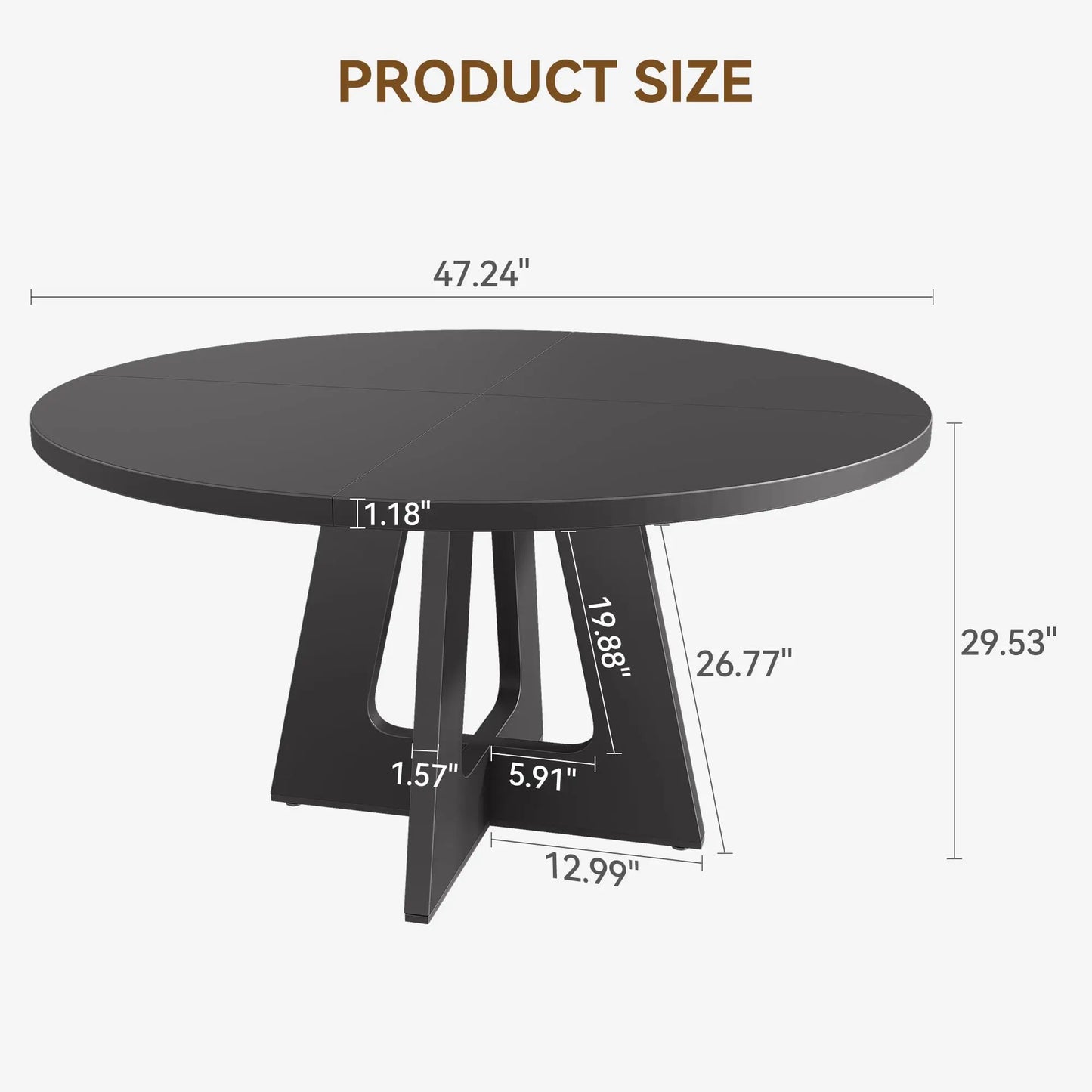 Farmhouse Large Wooden Round Dining Table