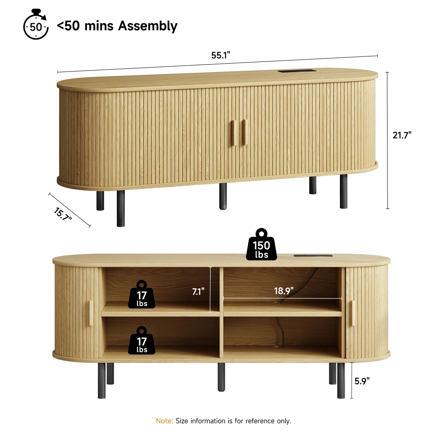Entertainment Center Table with Sliding Doors