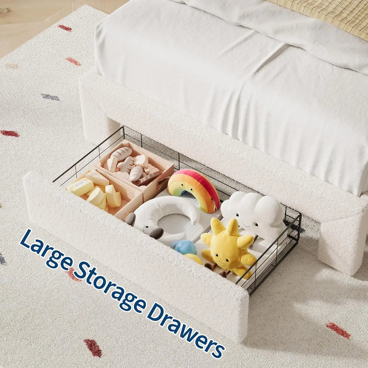 Buckle Princess Bed Frame with Flower Headboard
