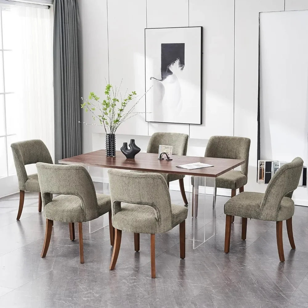 Modern Fabric Upholstered Wooden Dining Chairs Set