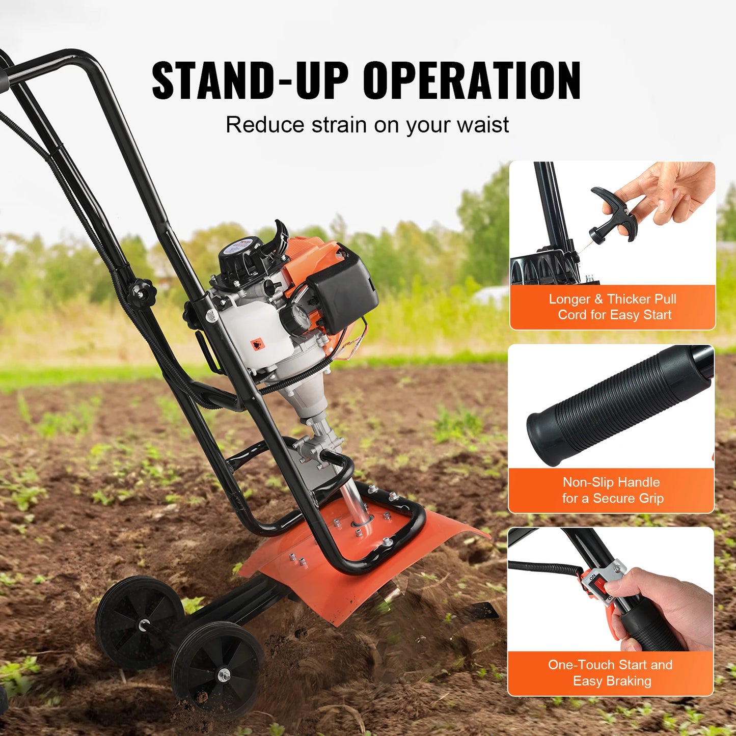 Garden Tiller Cultivator for Lawn and Field