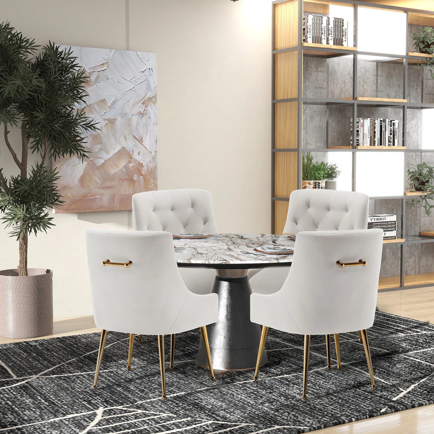 Modern Upholstered Accent Velvet Dining Chairs (Chairs Only)
