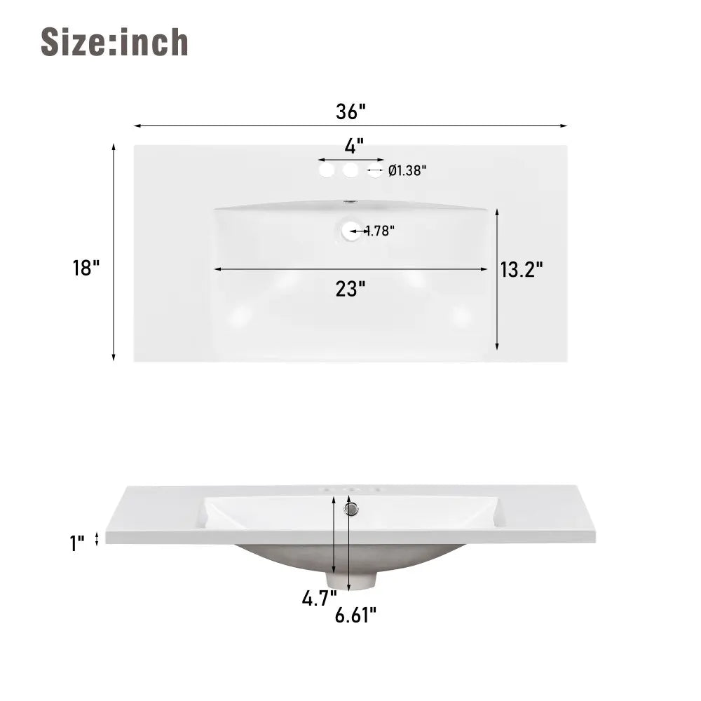 [Sink Only] Rectangular 3 Hole Bathroom Resin Sink
