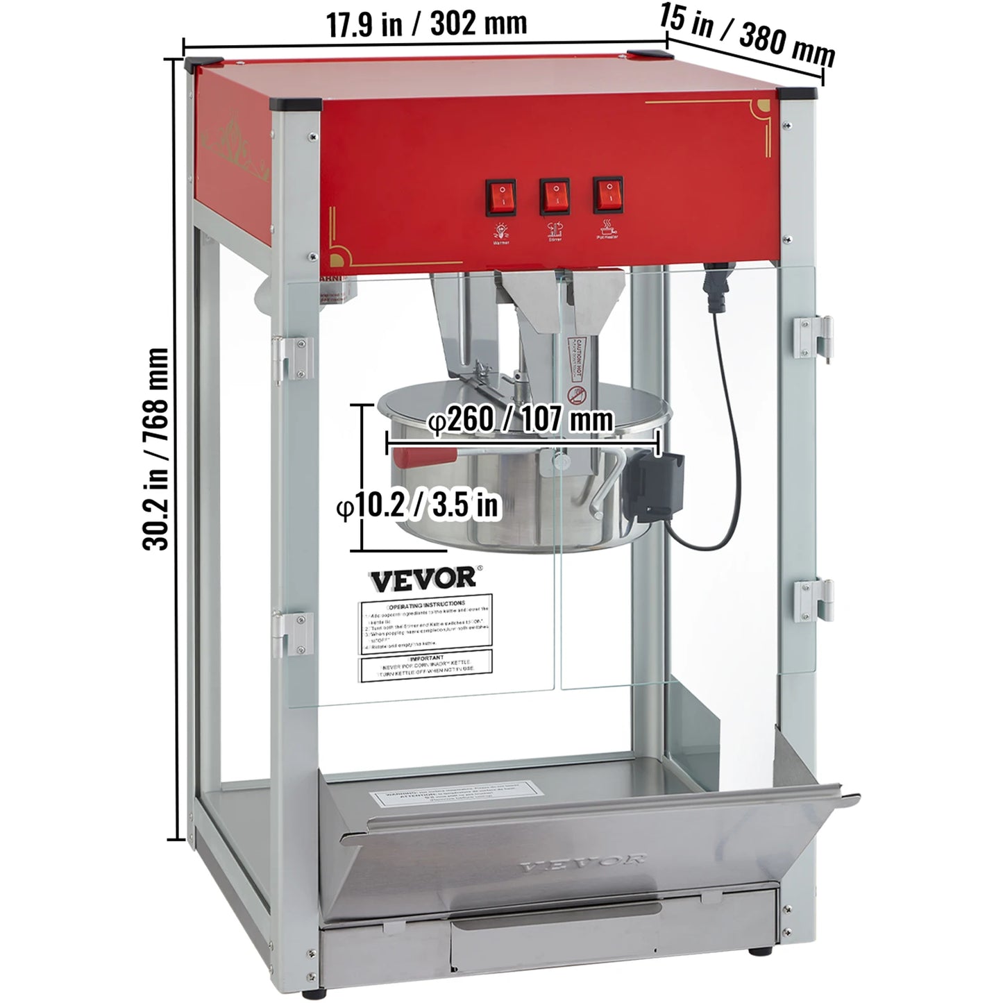 Automatic Electric Popcorn Maker Popper Machine with Scoop Spoon