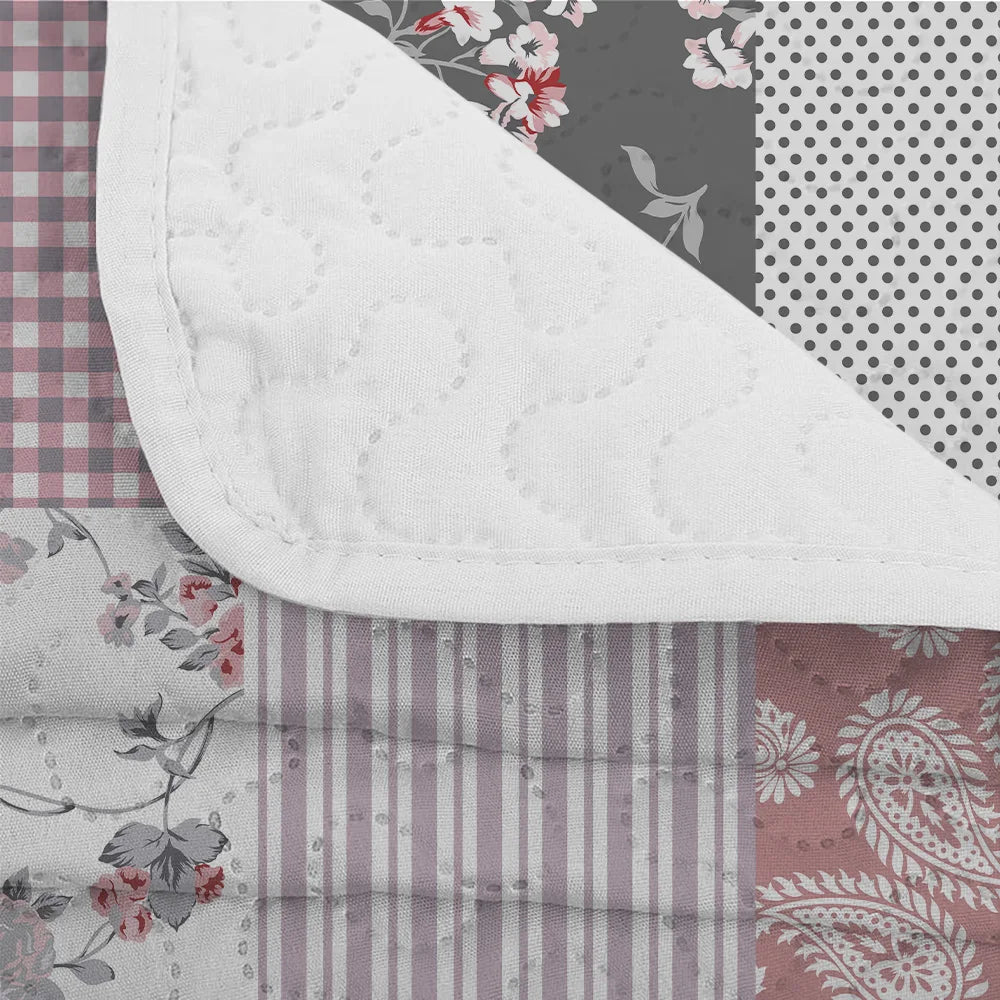 Unique Summer Geometric Grid Printed Quilt Set