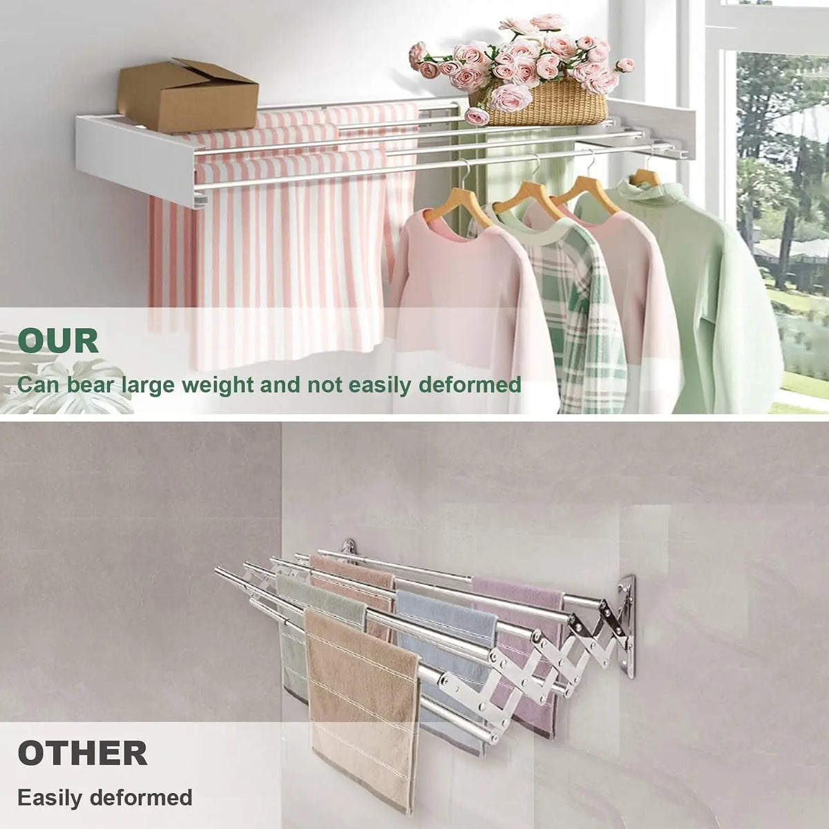 Wall-Mounted Collapsible Drying Rack Space Saver