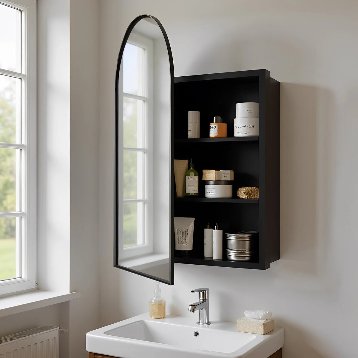 Arched Bathroom Mirror Cabinet