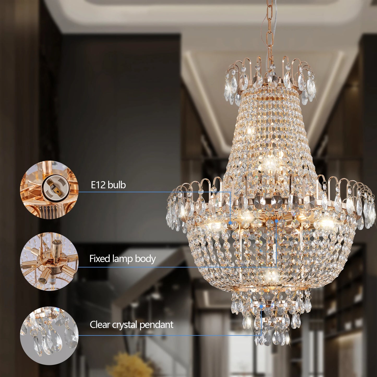 Luxury Gold Crystal Chandelier