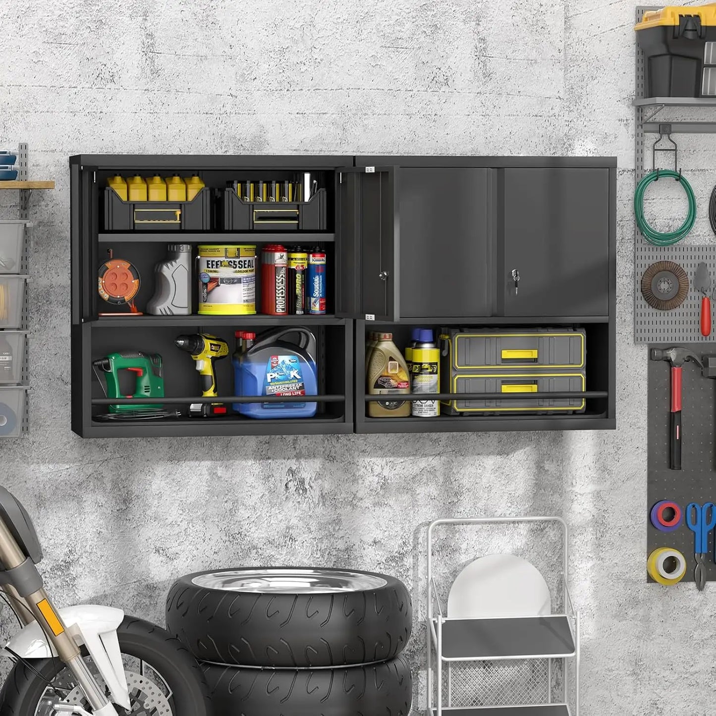 Metal Garage Wall Cabinet Locking Wall-Mounted Storage