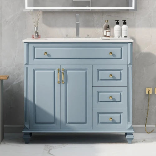 Modern Golden Handle Design Storage Vanity