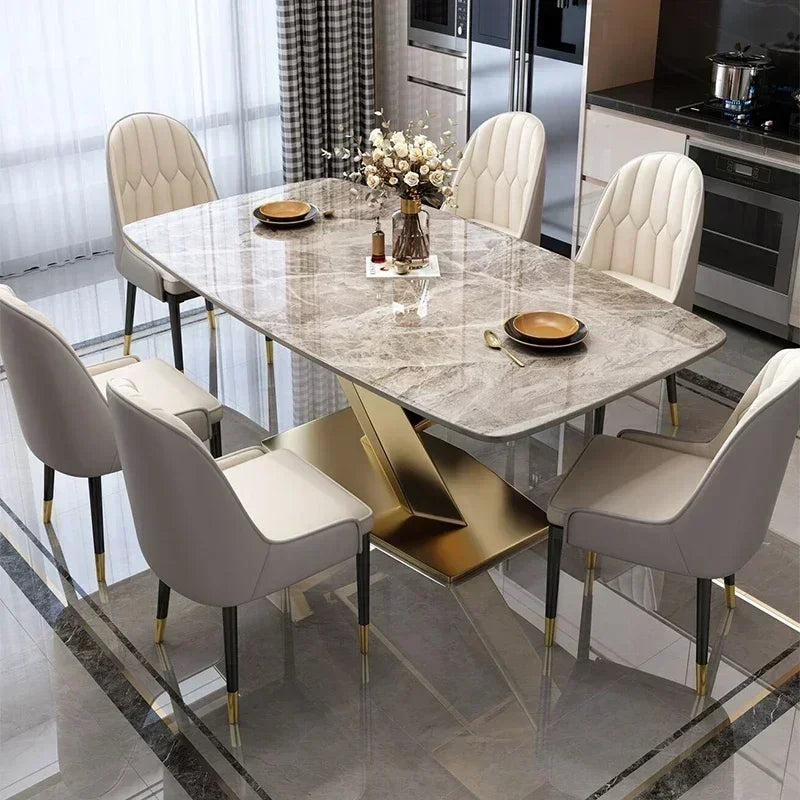 Thick Solid Center Steel Luxury Dining Table