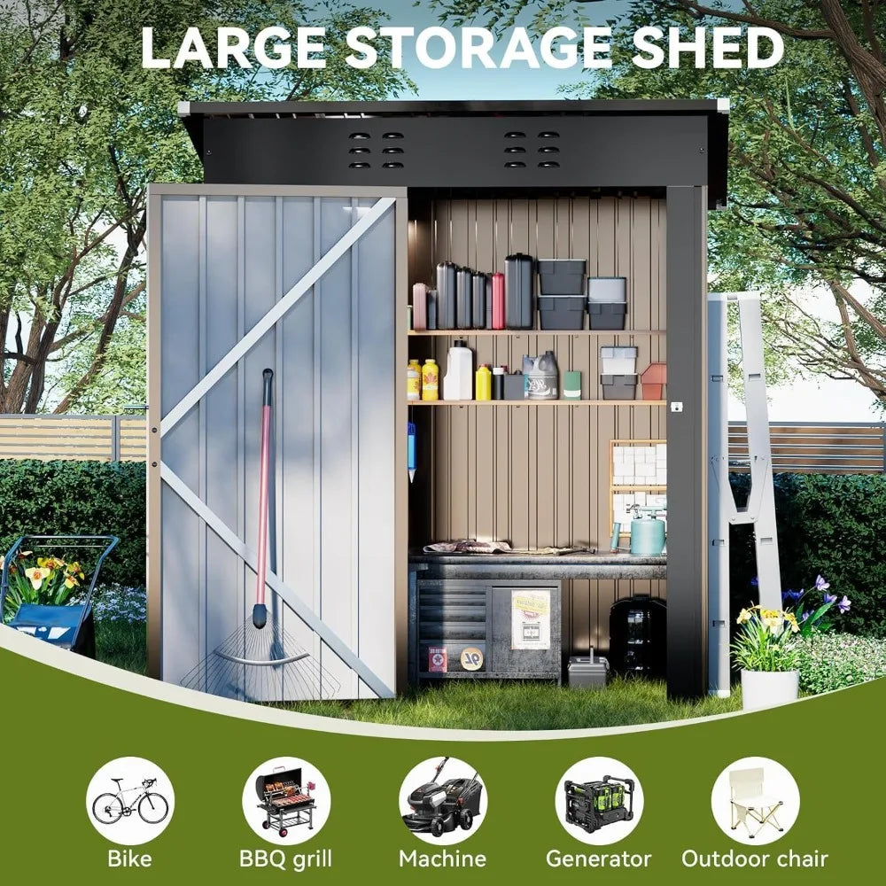 Outdoor Storage Metal Shed with Lockable Doors Tool