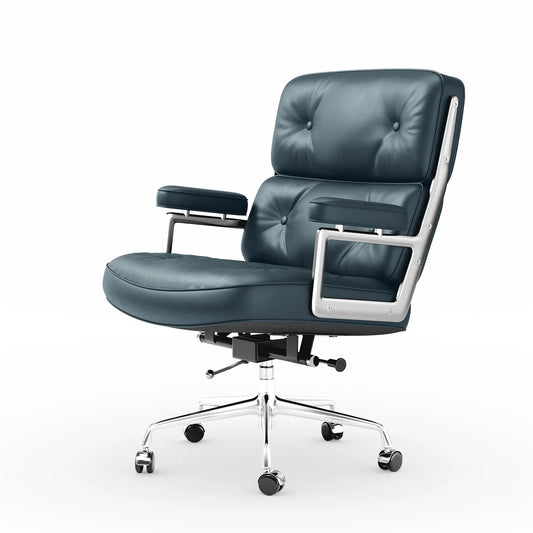 Genuine Leather with Aluminum Arms and Wheels for Support Rolling Swivel