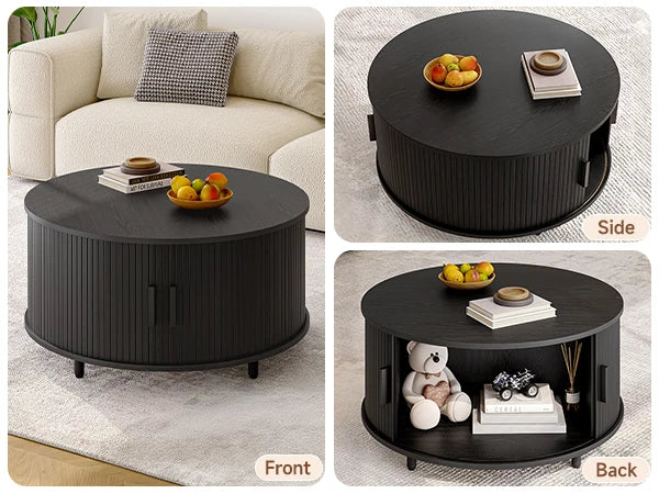 Modern Round Coffee Table with Storage