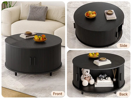 Modern Round Coffee Table with Storage