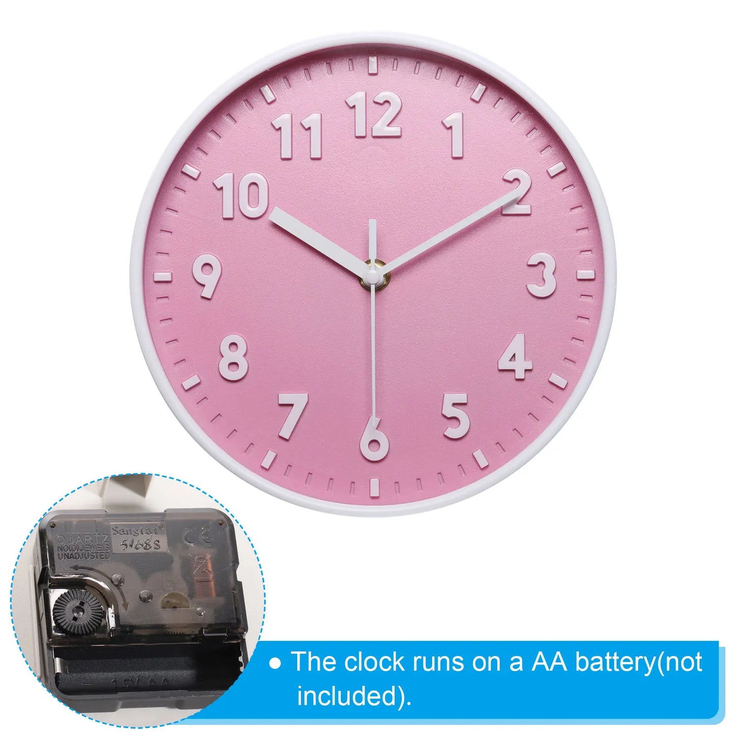 Wall Clock 3D Number Quartz Battery Operated
