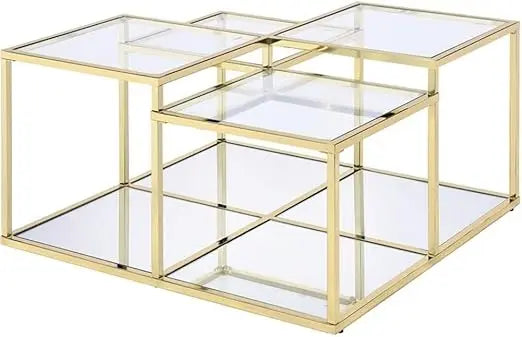 Glass Top Coffee Table with Metal Frame