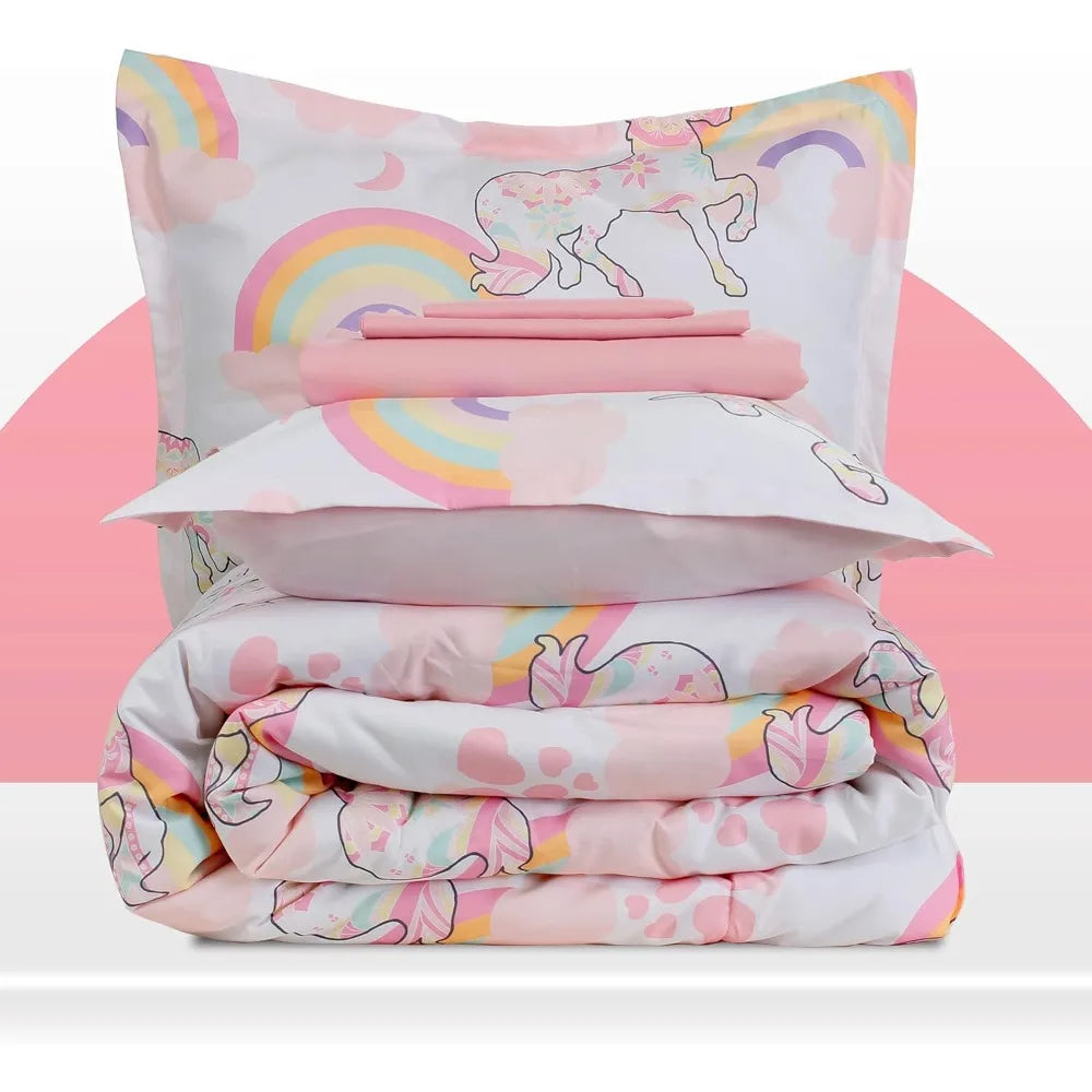 Kids Unicorn Bedding Set with Sheets & Pillowcases, Soft & Cute Design