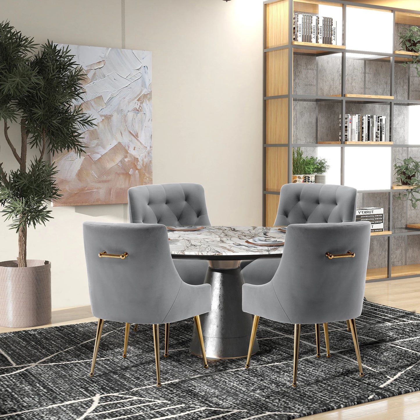 Modern Upholstered Accent Velvet Dining Chairs (Chairs Only)