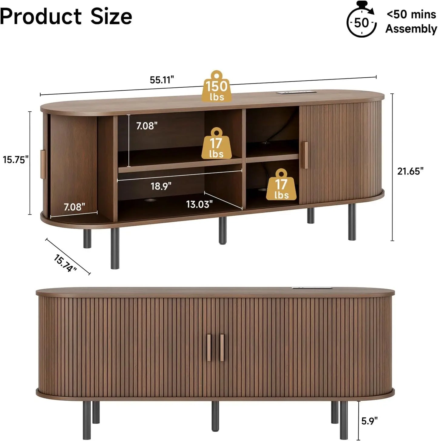 Entertainment Center Table with Sliding Doors
