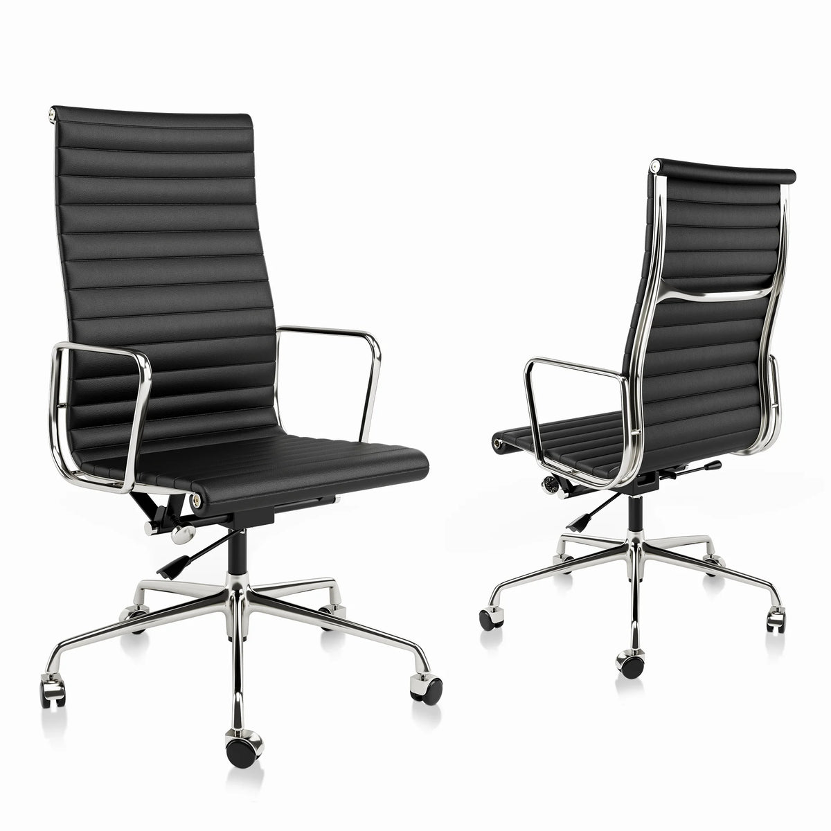 Mid Back Classic Genuine Leather Office Chair