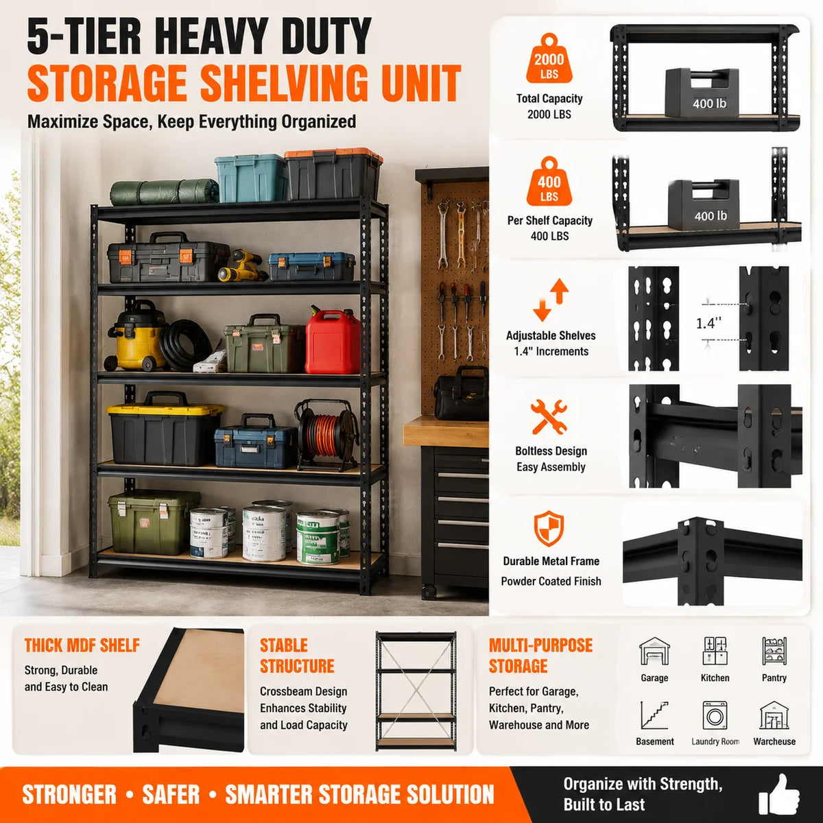 Heavy Duty Garage Storage Shelving Unit