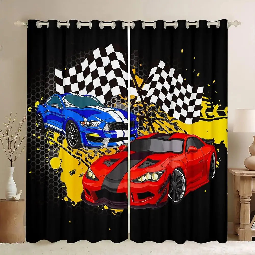 Sports Racing Car Window Curtains