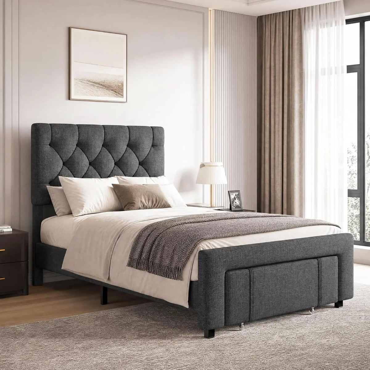 Platform Bed Frame With Storage Drawers,