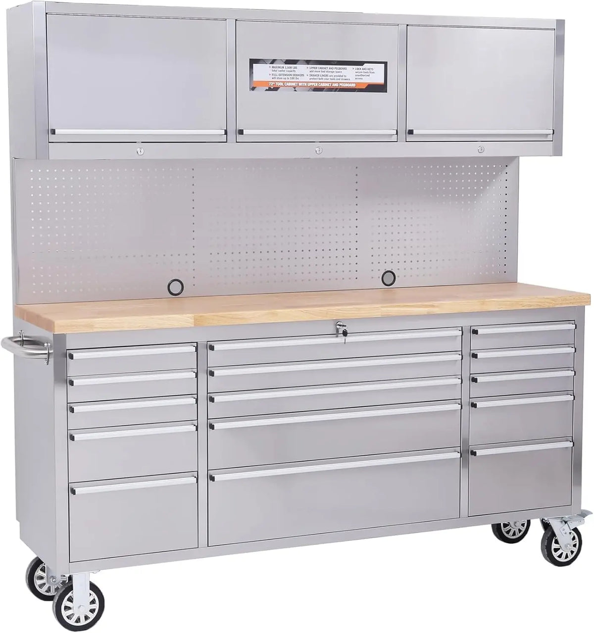 Heavy-Duty Rolling Tool Cabinet with Lockable Wheels