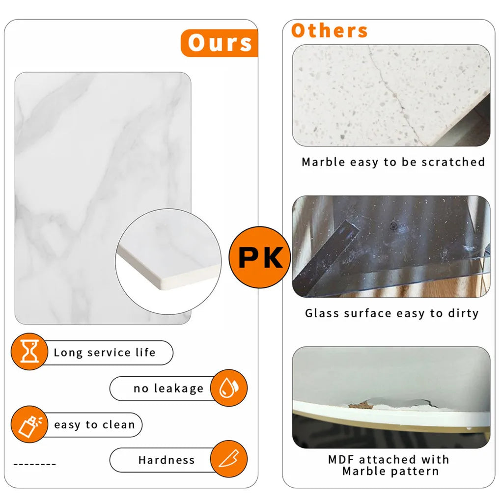 Square Marble Dining Table with Metal Legs