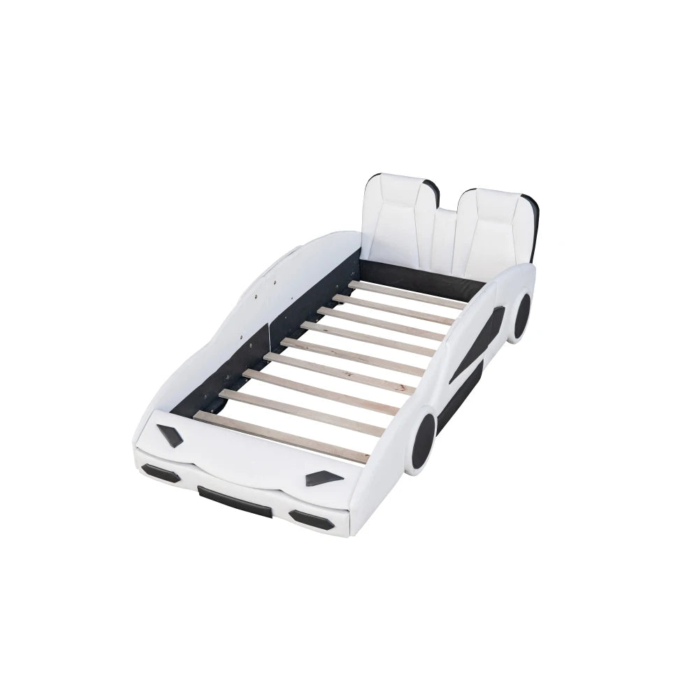 Twin Size Race Car-Shaped Platform Bed with Wheels