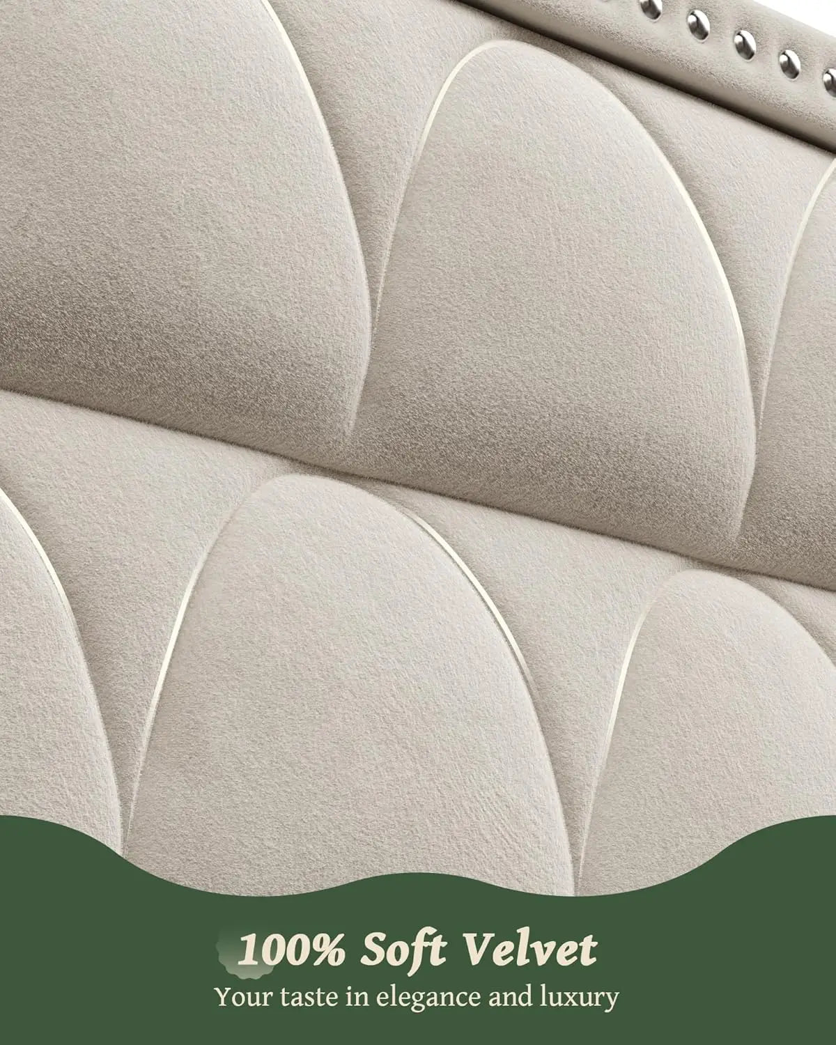 Upholstered Wingback Platform Bed Frame, Noise-Free Support