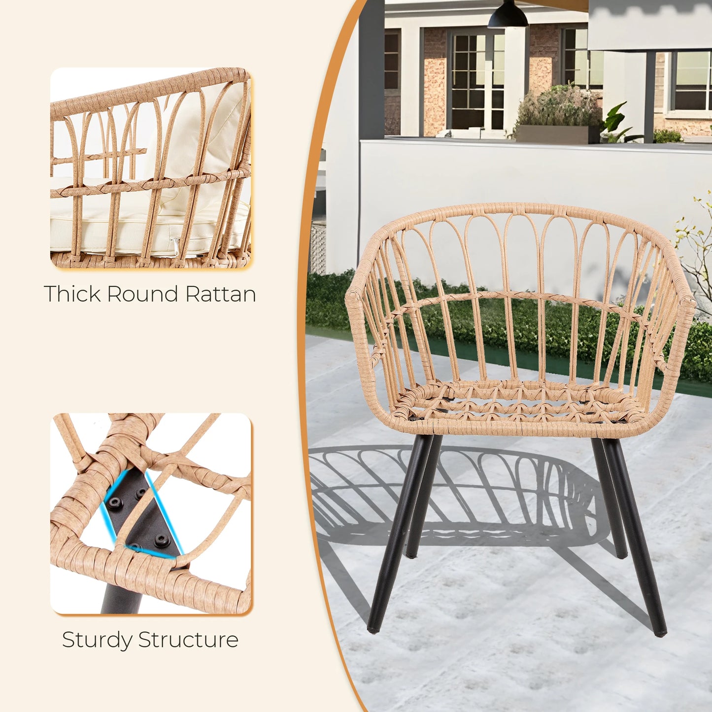 Outdoor Wicker Small Conversation Bistro Set