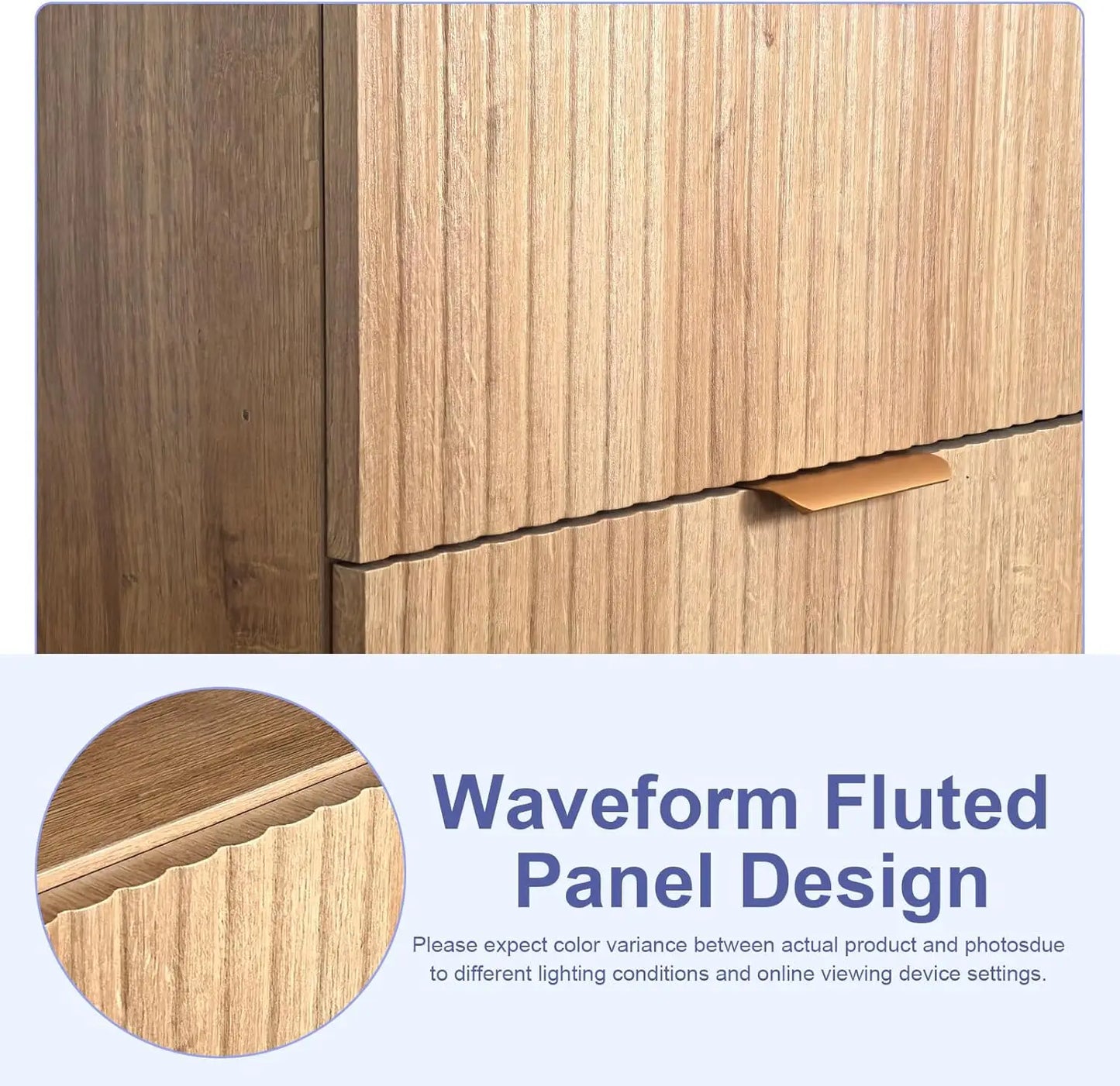 Fluted Nightstand with Charging Station