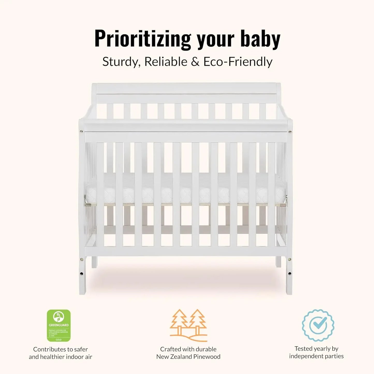 4-in-1 Convertible Mini Baby Crib