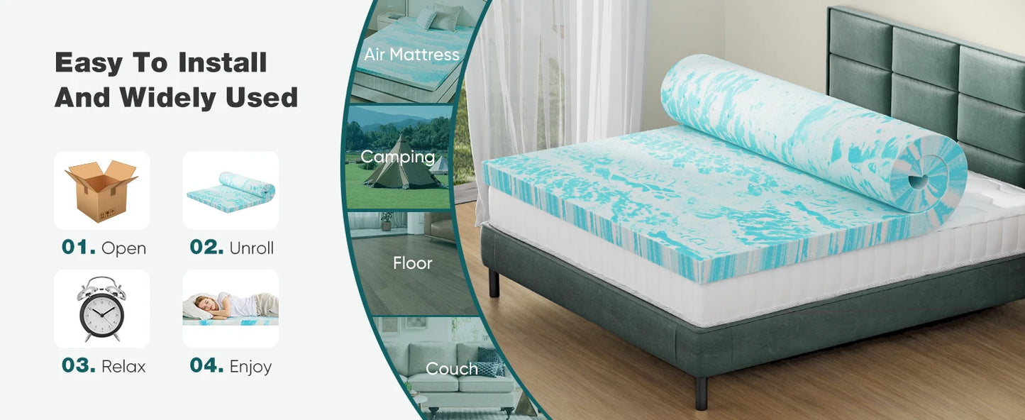 Gel Memory Foam Mattress Topper