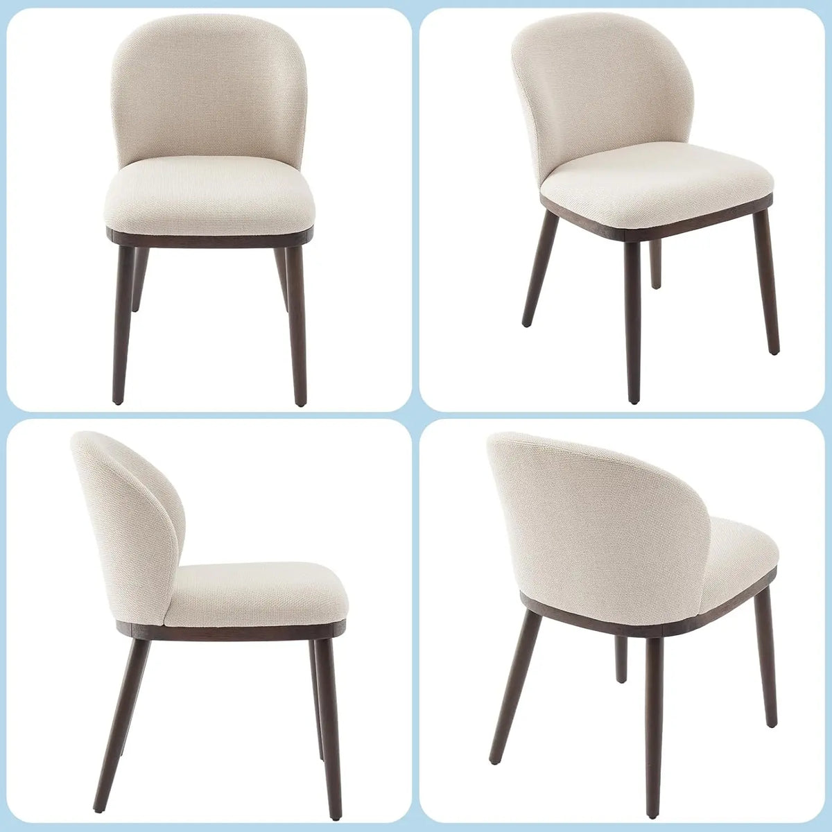 Modern Upholstered Dining Chairs with Ergonomic Back Support and Wood Legs