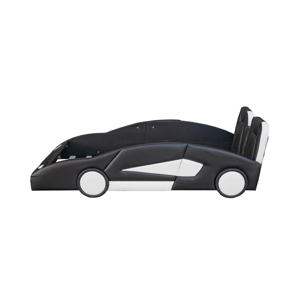 Twin Size Race Car-Shaped Platform Bed with Wheels