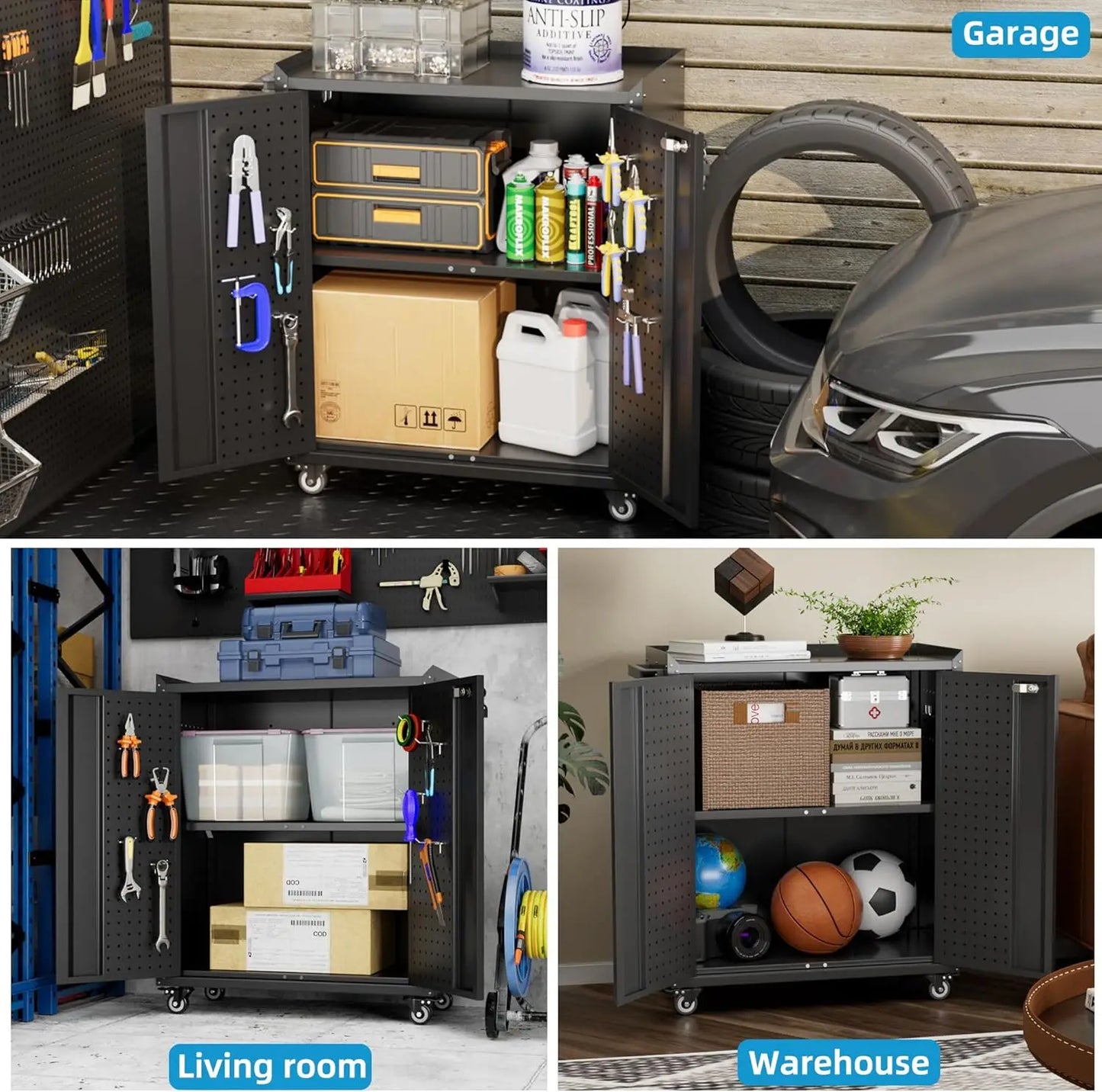 Locking Metal Tool Storage Cabinet