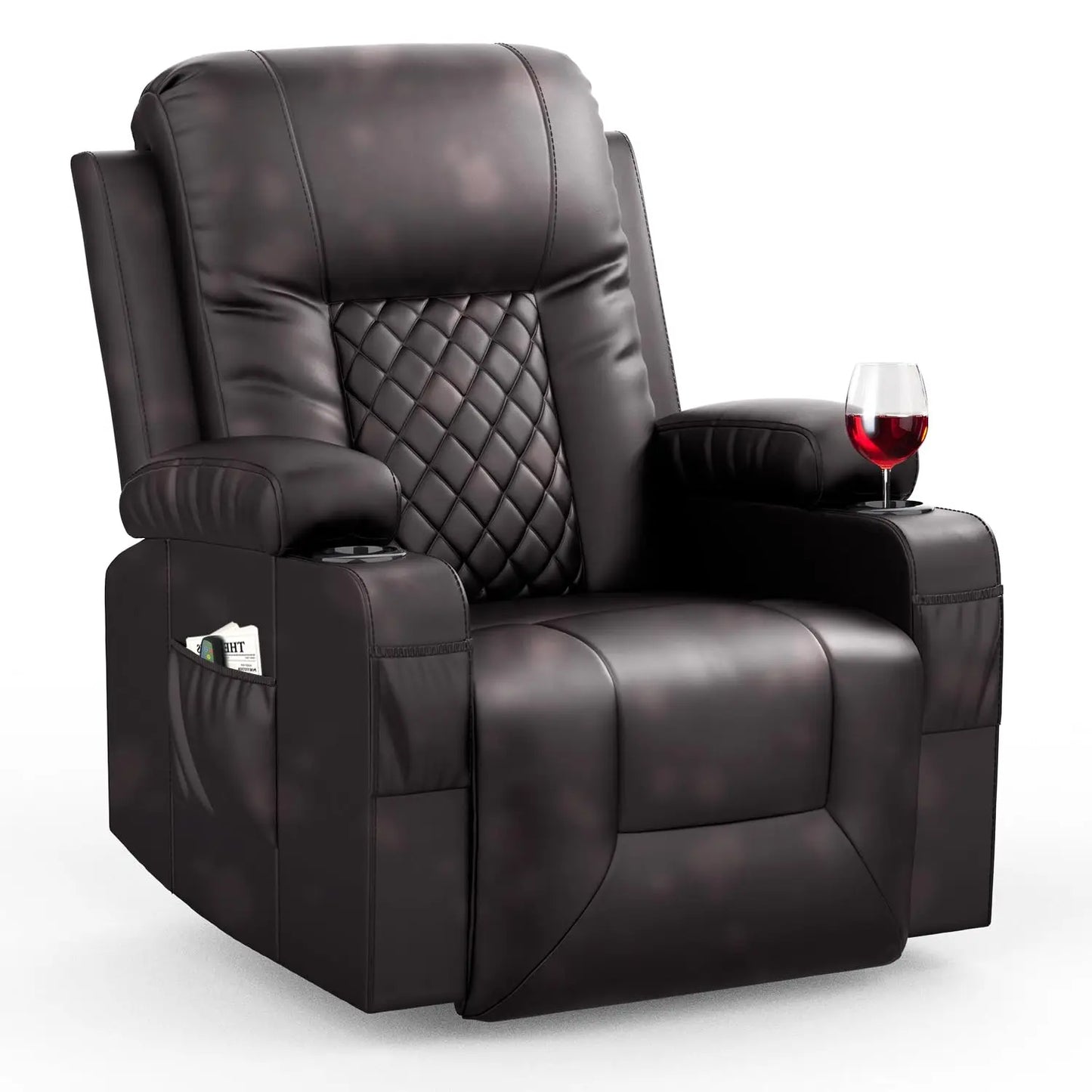 Heated Massage Recliner  Living Room Brown,Customized