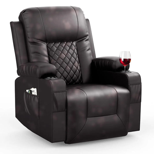 Heated Massage Recliner  Living Room Brown,Customized