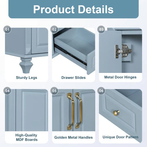 Modern Golden Handle Design Storage Vanity