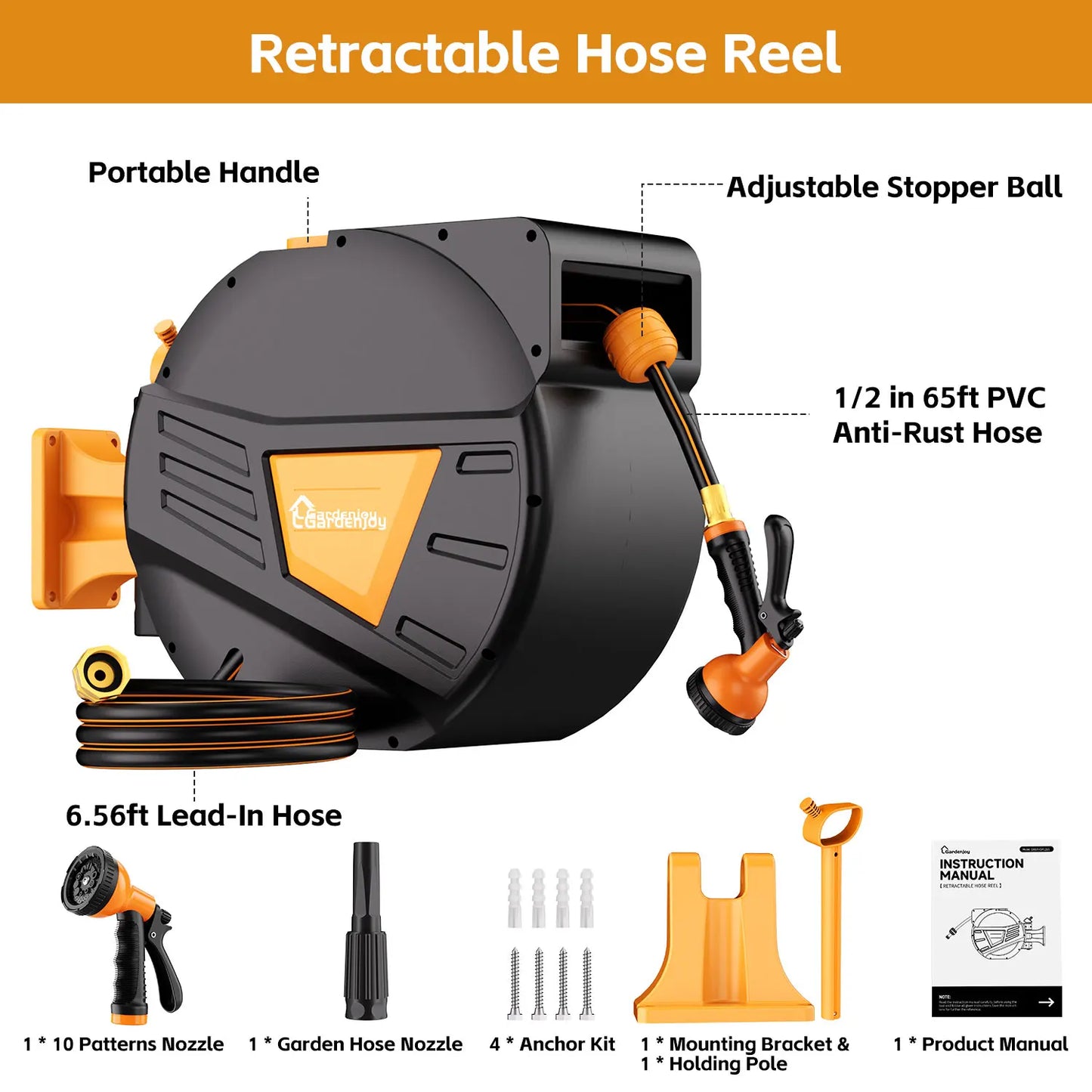 Retractable Garden Hose Reel, Hose Locking Mechanism